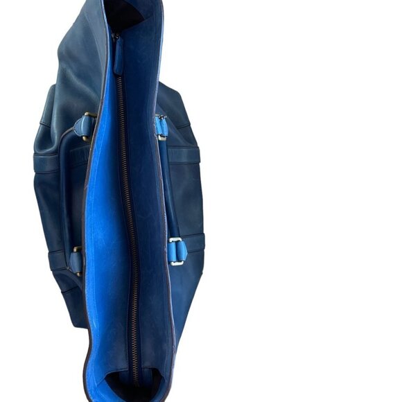 Coach Bleecker Legacy Weekend Leather Tote Travel Bag Blue - Picture 5 of 12